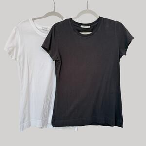 Adam Lippes Basic Crew Neck T-shirts Pima Cotton White Black Set Size Medium